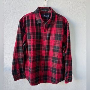 Rainforest Men‎ Size XL Red Black Plaid Heavy Flannel Button Up Shirt Outdoors